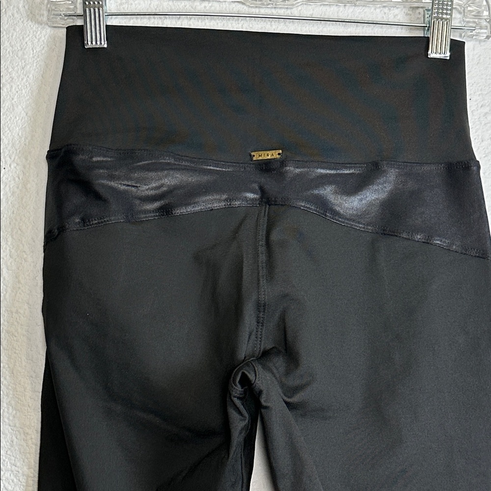 Mika Yoga Leggings Black‎ Womens Medium Sheer Strip Dance Activewear - Picture 7 of 13